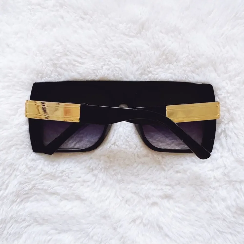 Inez Black Oversized Square Sunglasses